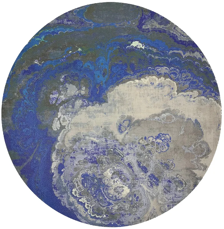 Agate Sodalite 16" Round Pebble Placemats, Set Of 4