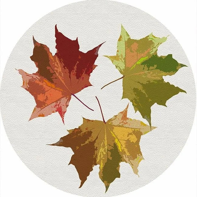 Autumn Leaves White 16" Round Pebble Placemat Set of 4