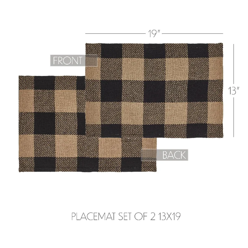 Black Check Placemat Set of 2 13x19