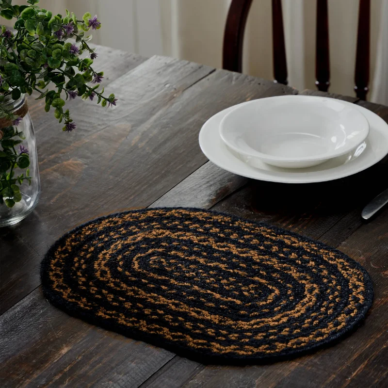 Black & Tan Jute Oval Placemat 10x15 VHC Brands