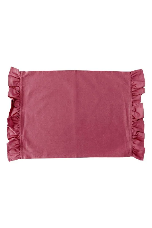 claret red solid ruffle cloth placemats