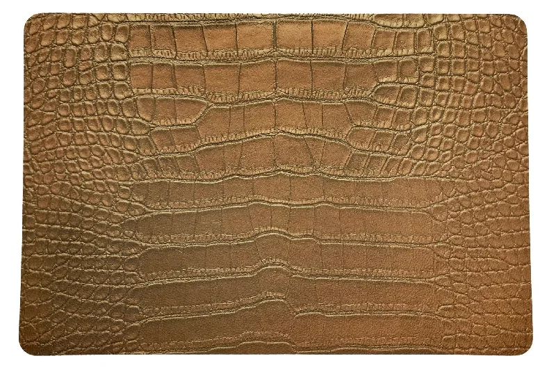 Crocodile Aves Gold 17.5 Rectangle Pebble Placemats, Set Of 4