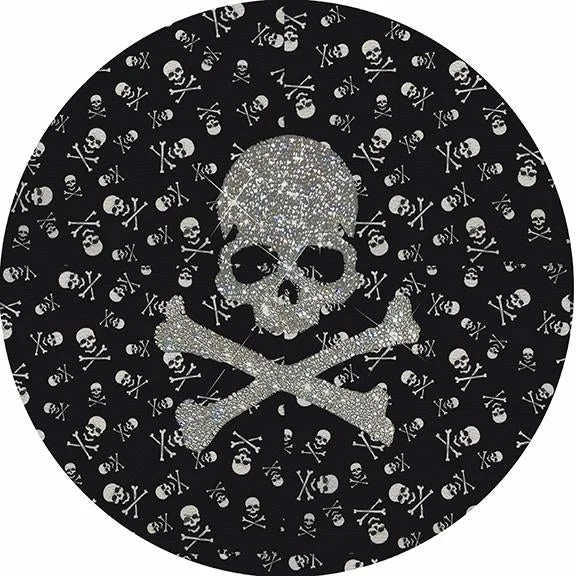 Crossbones Large Black 16" Round Pebble Placemat Set of 4