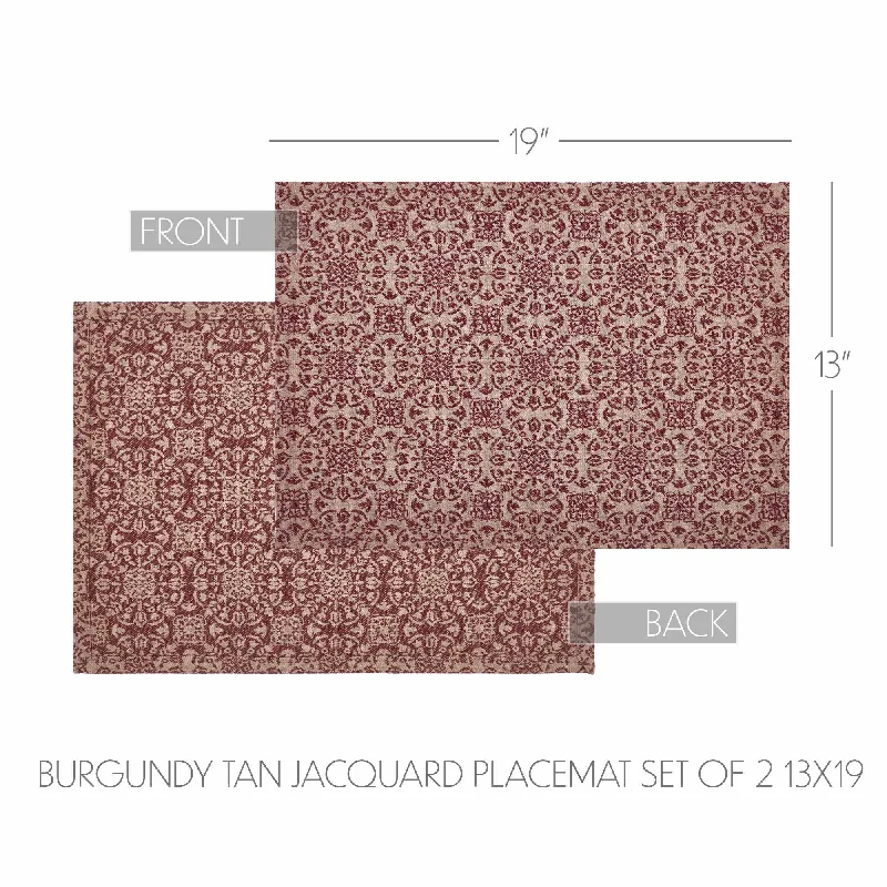 Custom House Burgundy Tan Jacquard Placemat Set of 2 13x19