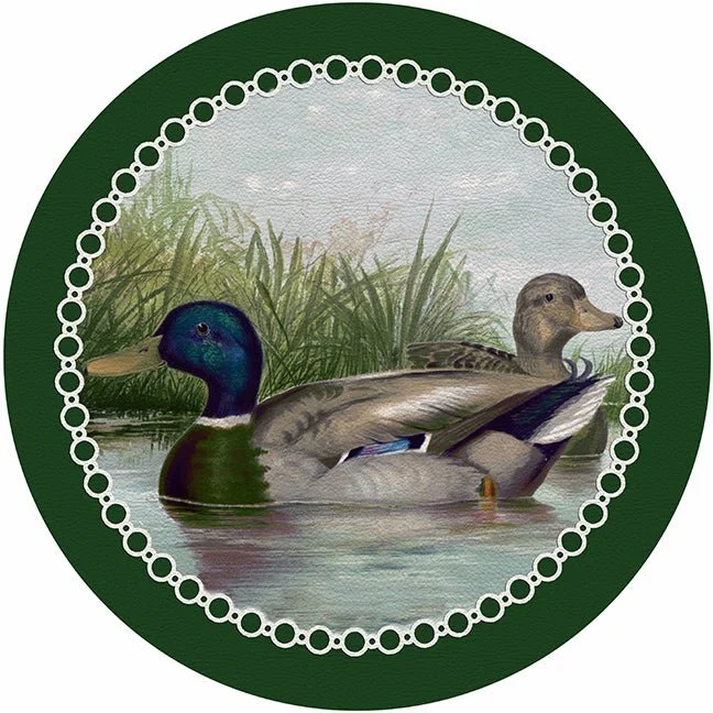 English Duck Pond Green 16" Round Pebble Placemat Set of 4