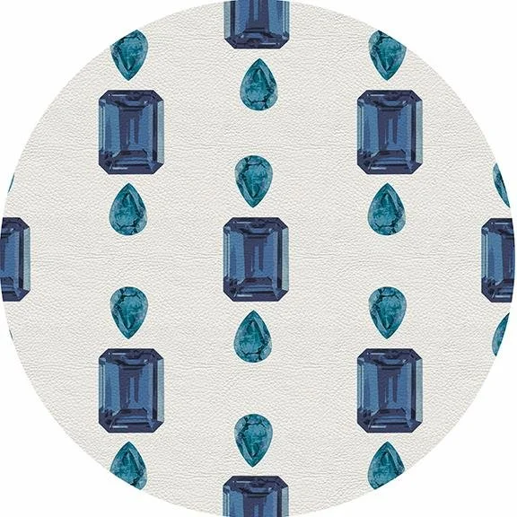 Gem Sapphires White 16" Round Pebble Placemat Set of 4