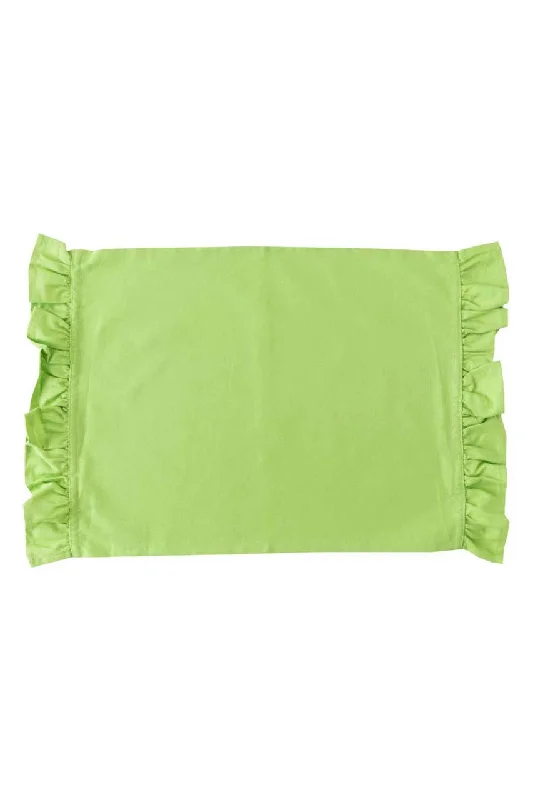 grass green solid ruffle cloth placemats