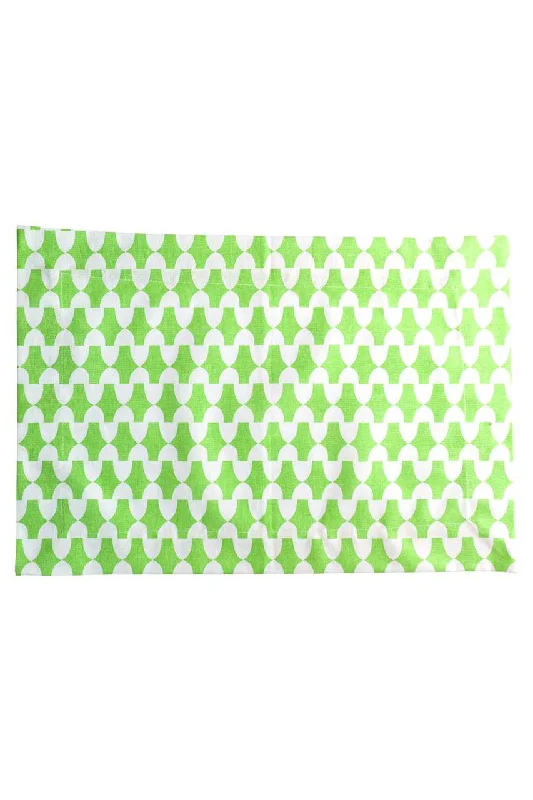 lantern grass green printed cloth placemats