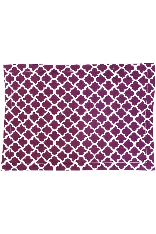 latticework aubergine purple printed cloth placemats