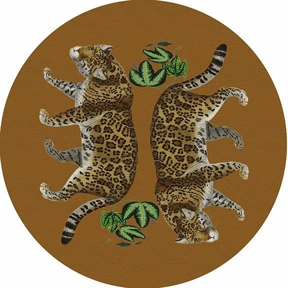 Leopard Seeing Double Safri 16" Round Pebble Placemat Set of 4