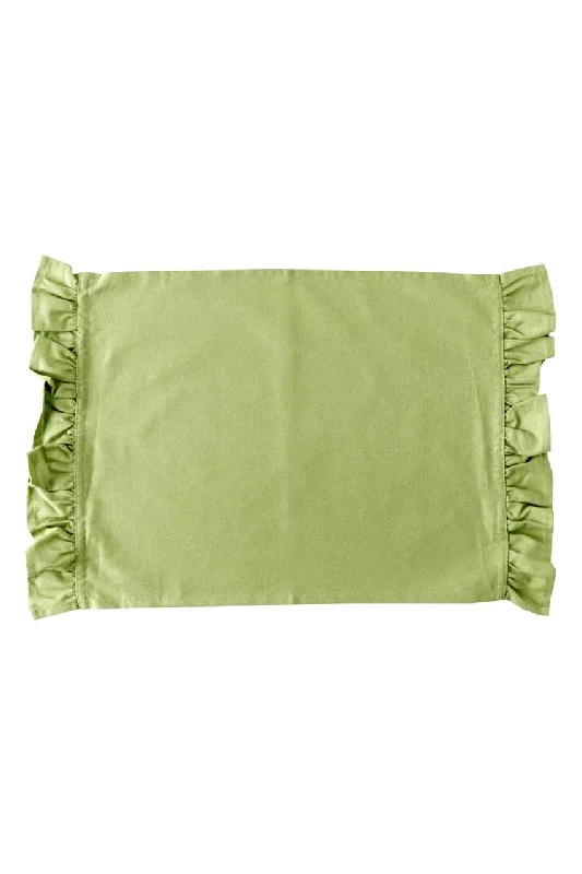 moss green solid ruffle cloth placemats