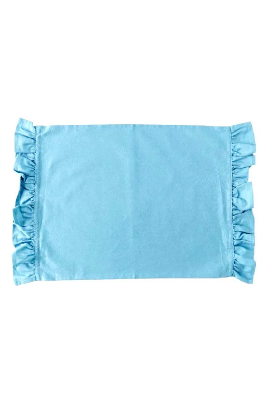 ocean blue solid ruffle cloth placemats