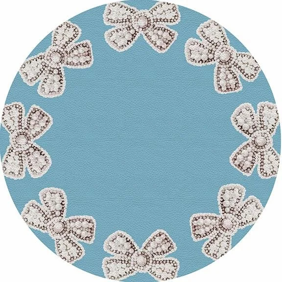 Pearl Bow Bluebell 16" Round Pebble Placemat Set of 4