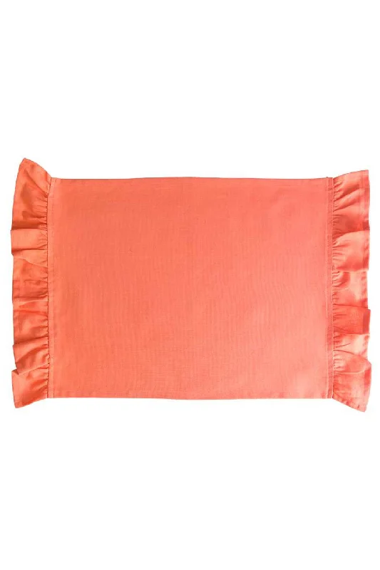 persimmon peach solid ruffle cloth placemats