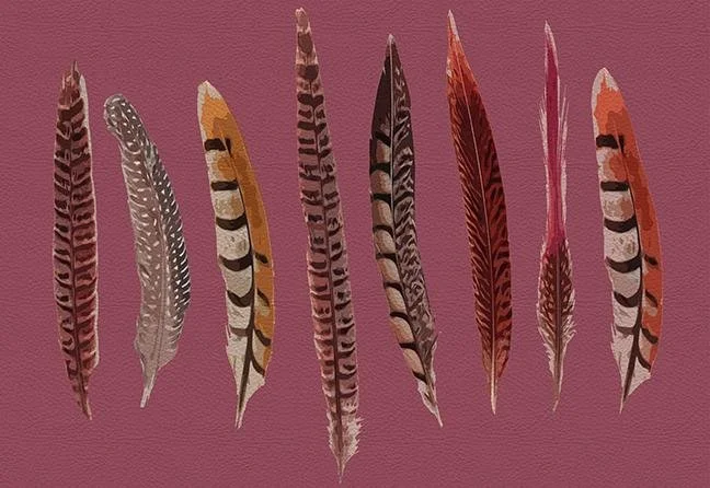 Pheasant Feathers Mauve 17.5 "x12" Rectangle Pebble Placemats, Set of 4