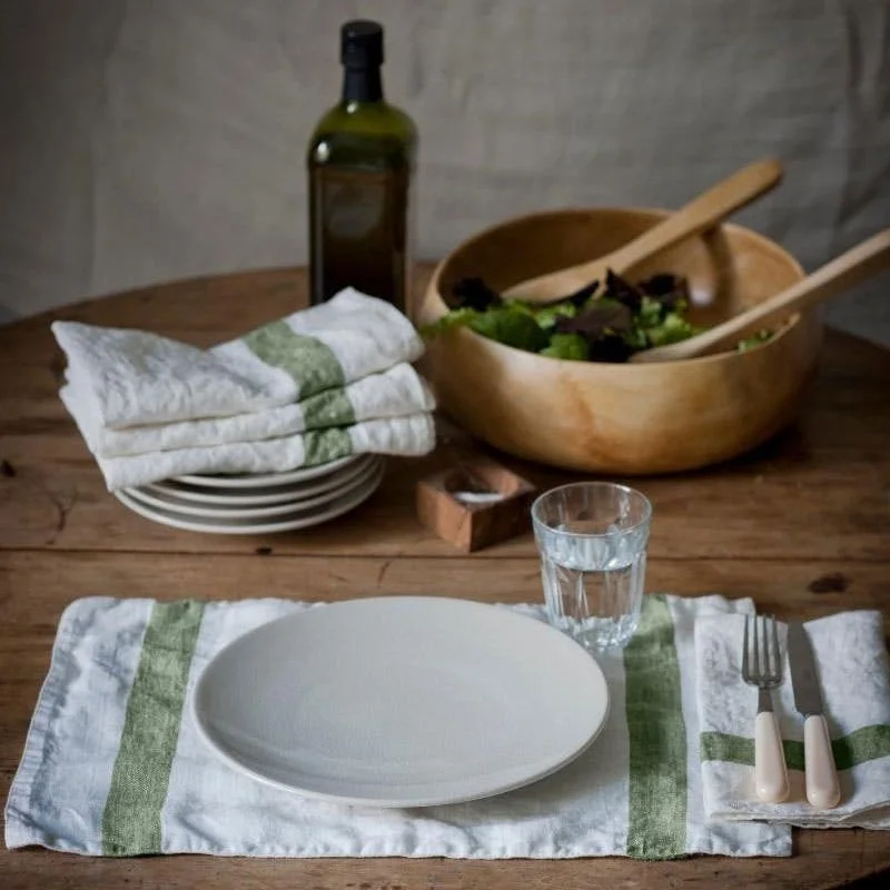 Arles Stripe Placemat H32 x W47cm, Olive