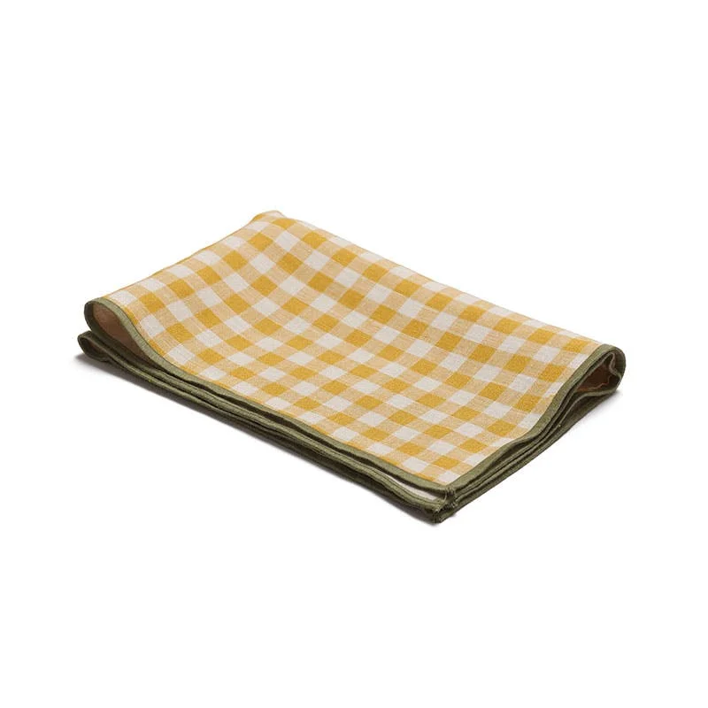 Gingham Set of 4 Placemats, 35 x 50cm, Honey