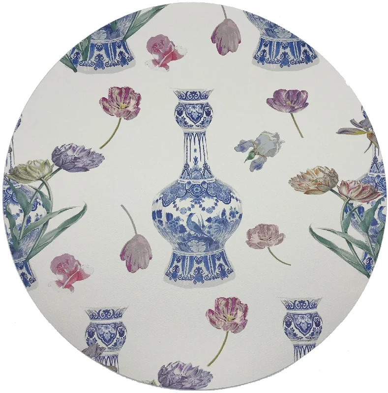 ROYAL DELFT PURISSIMA 16 ROUND PEBBLE PLACEMATS, SET OF 4