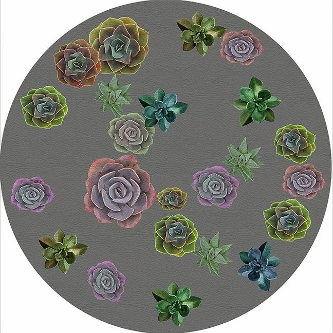 Succulents Floating Gray 16" Round Pebble Placemat Set of 4