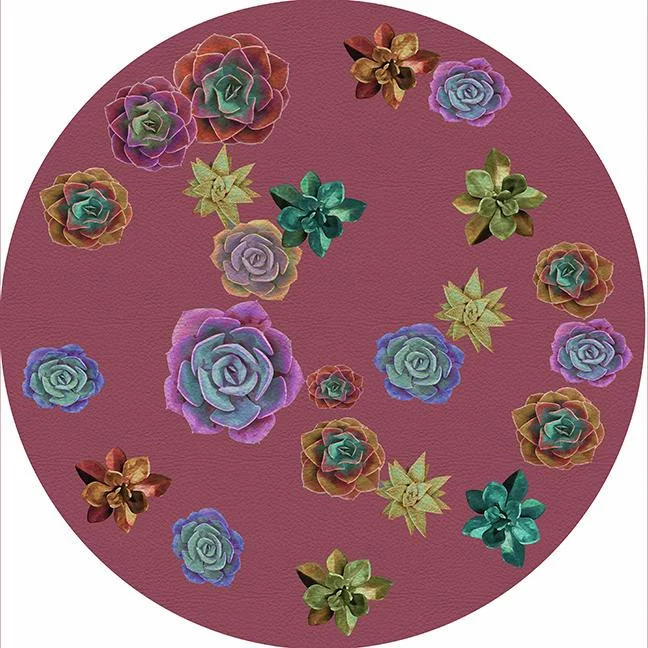 Succulents Floating Mauve 16" Round Pebble Placemat Set of 4