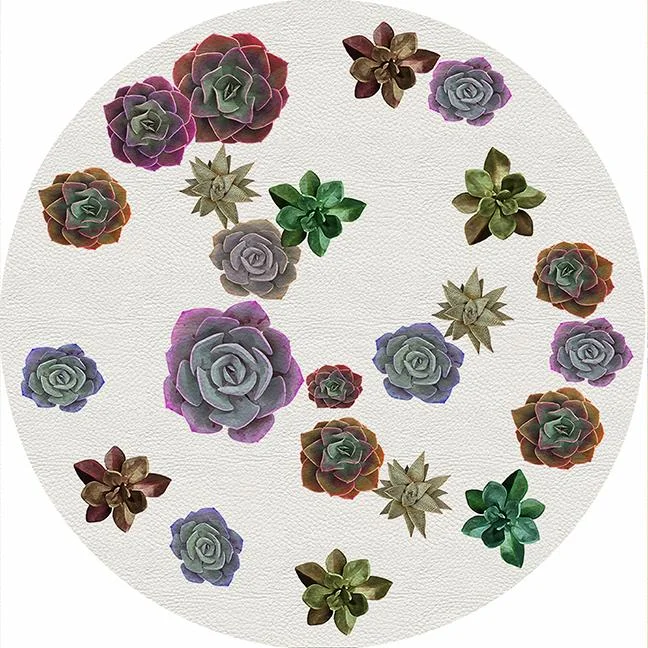 Succulents Floating Pastels 16" Round Pebble Placemat Set of 4