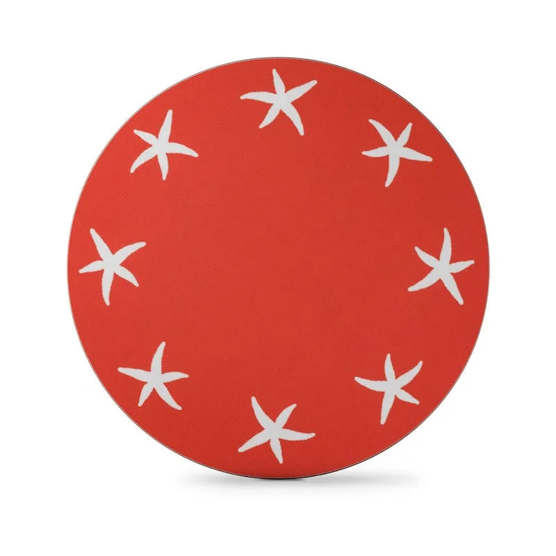 Starfish Round Table Mat Set of 4, Coral