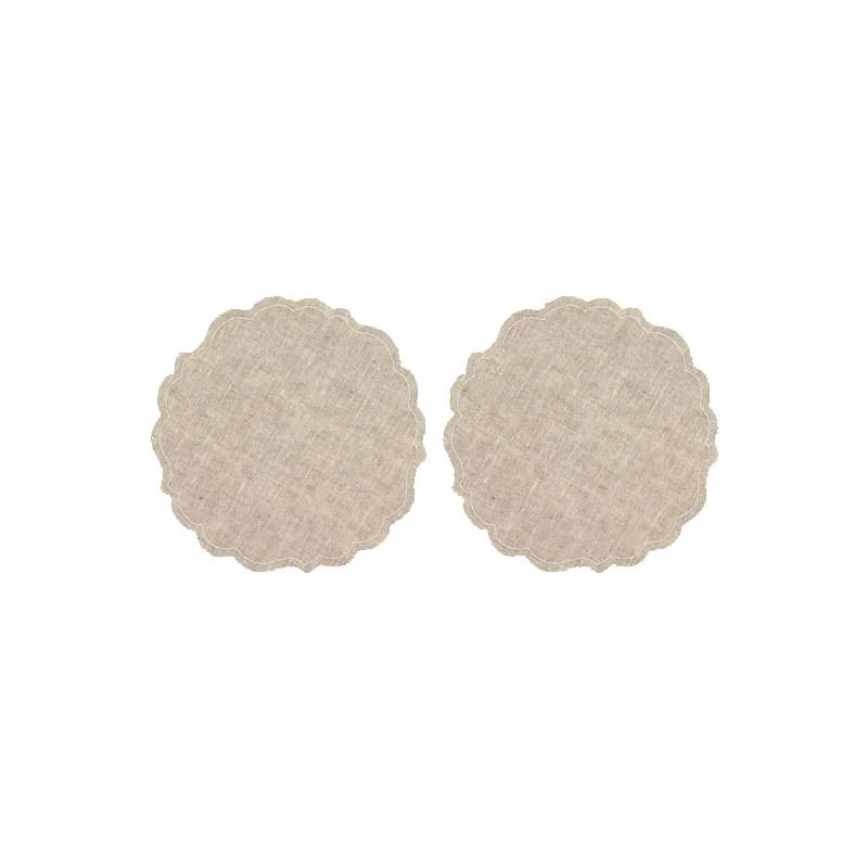 Pair of Greta Waxed Italian Linen Placemats, Natural, 39cm x 39cm