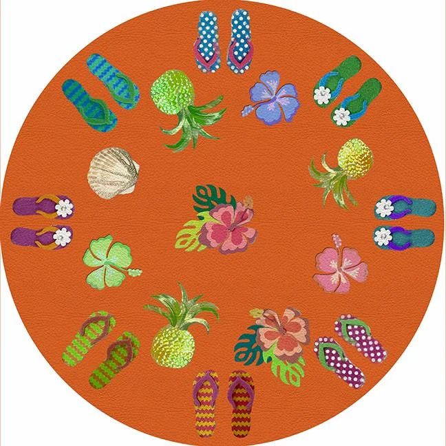 Winter In Florida Orange 16" Round Pebble Placemat Set of 4