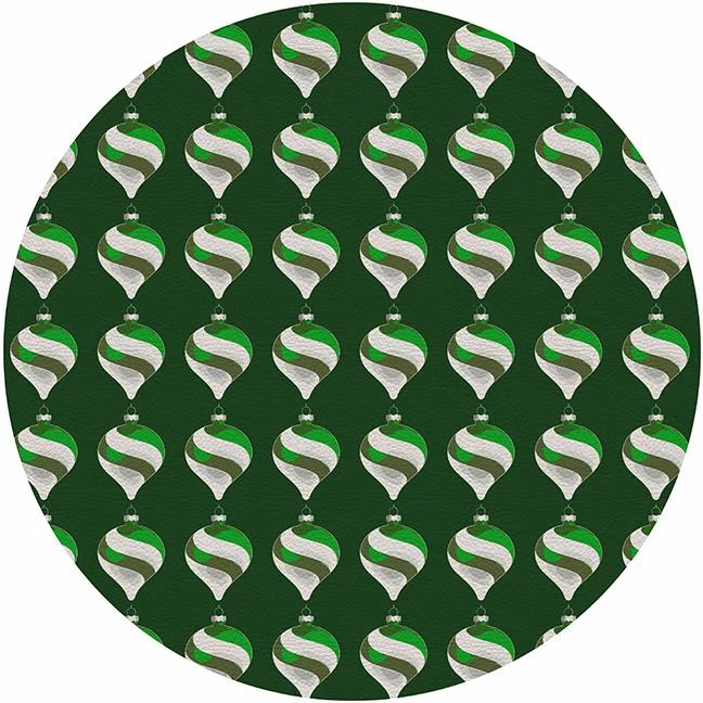 Xmas Ornament Green 16" Round Pebble Placemat Set of 4