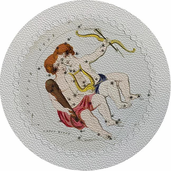 Zodiac Gemini White 16" Round Pebble Placemat Set of 4