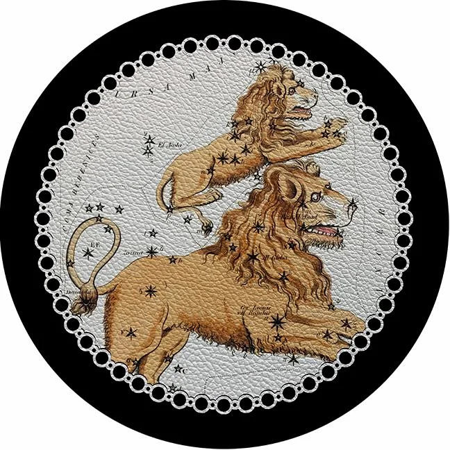 Zodiac Leo Black 16" Round Pebble Placemat Set of 4