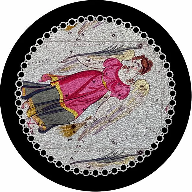 Zodiac Virgo Black 16" Round Pebble Placemat Set of 4