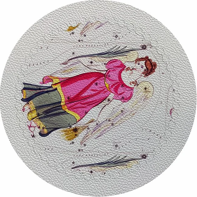 Zodiac Virgo White 16" Round Pebble Placemat Set of 4