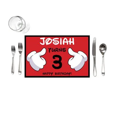 Cartoon Glove Birthday Placemats