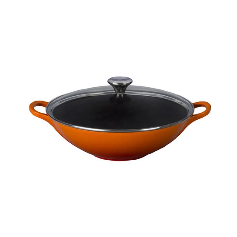 Le Creuset 4.8 Litre Wok with Lid, Flame