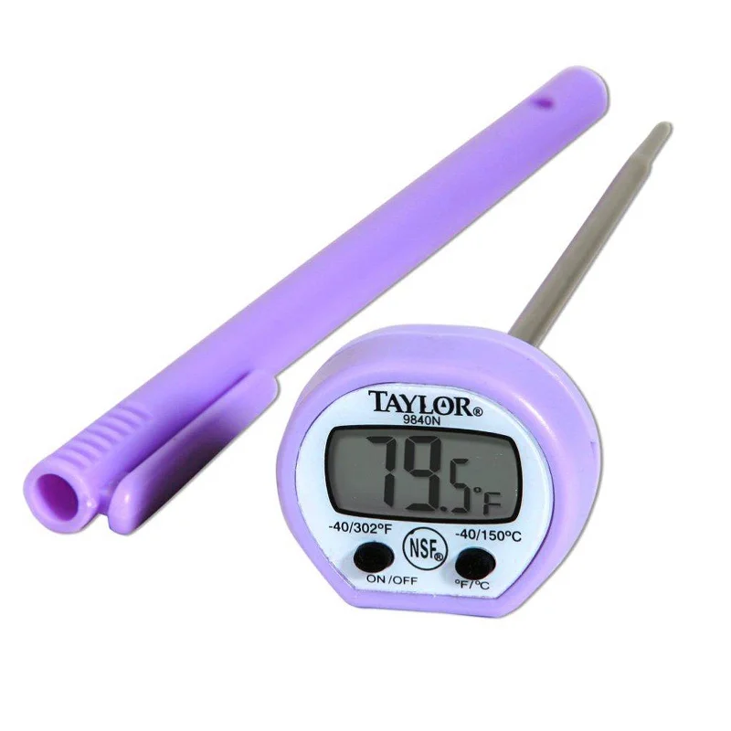 Taylor Digital Pocket Thermometer with Storage Sleeve, Purple, -40° to 302°F