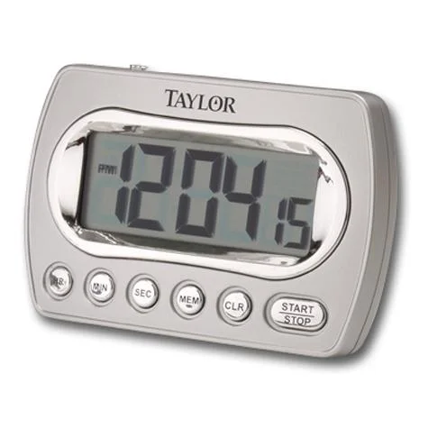 Taylor Digital Timer with Memory & Clock, Chrome