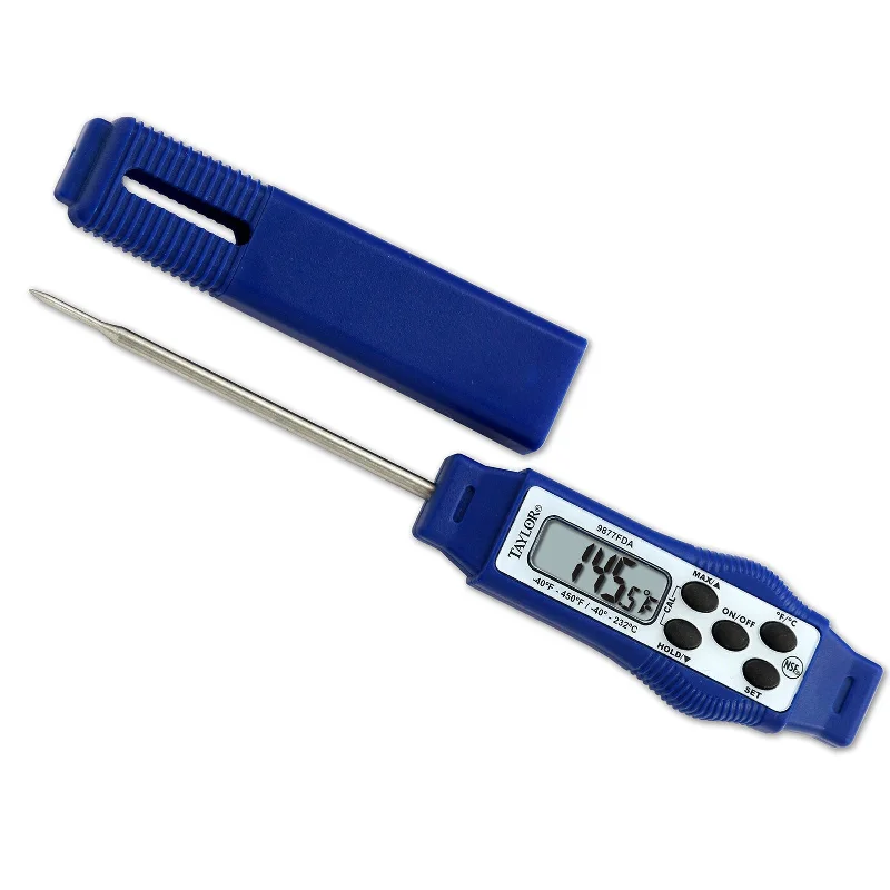 Taylor Waterproof Compact Pocket Thermometer, Blue, -40° to 450°F