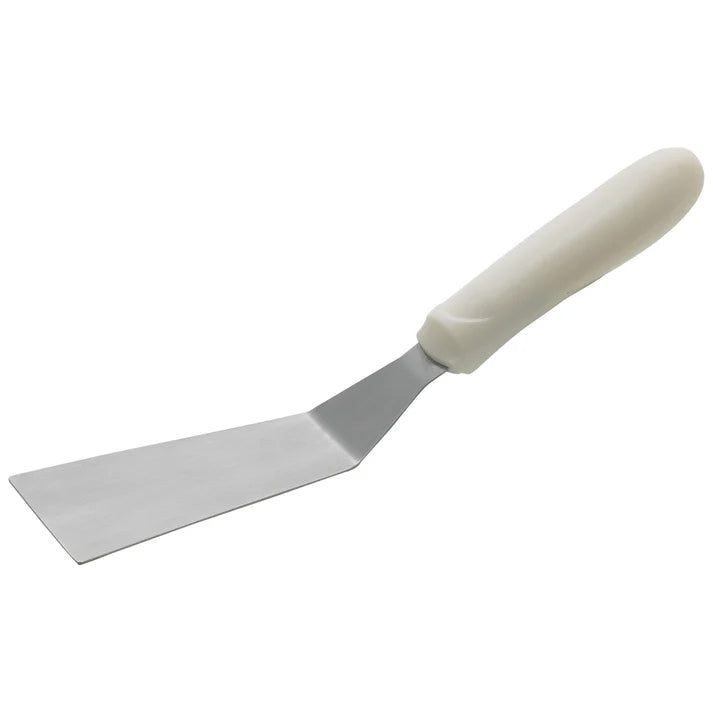 Winco 4.25" x 2" Turner with Offset  with White Handle - TWP-50