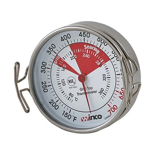 Winco Grill Surface Dial Thermometer with Clip 150° to 700°F - TMT-GS2