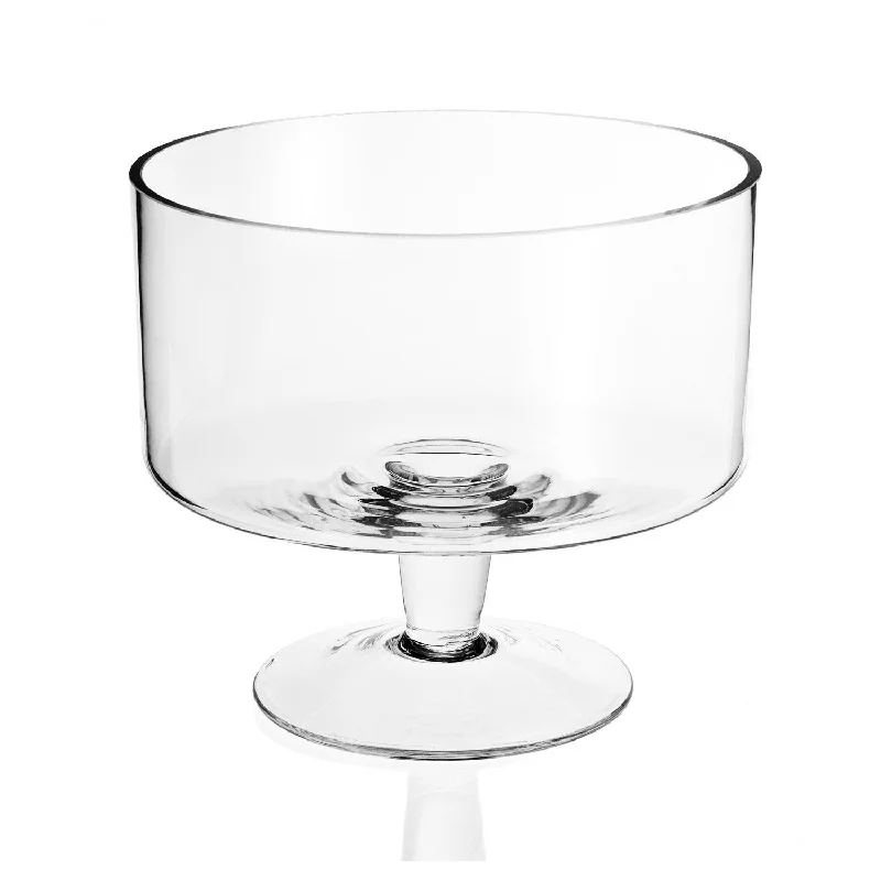 10" Clear Mouth Blown Crystal Round Trifle Bowl