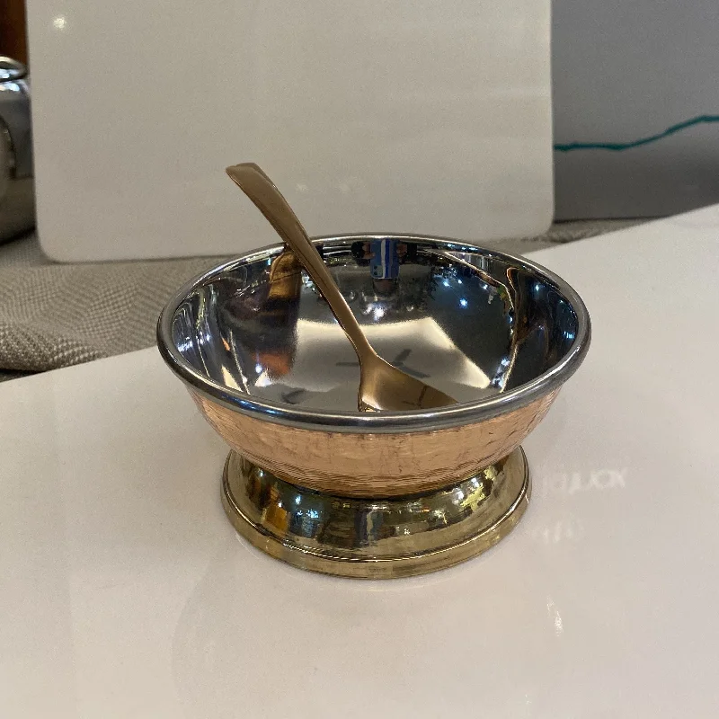 Copper Stainless Steel Hammered Dessert Bowl By MK