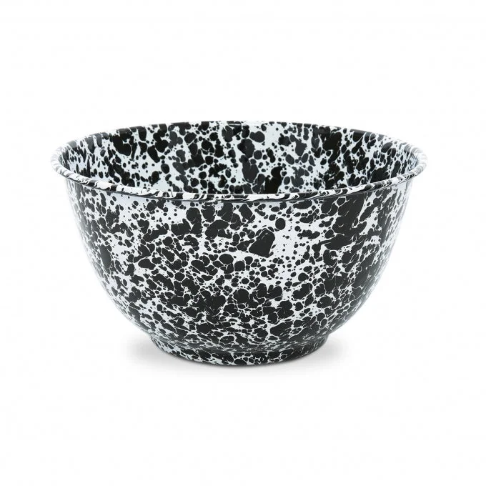 Crow Canyon - Enamelware Splatter Large Serving Bowl, Black