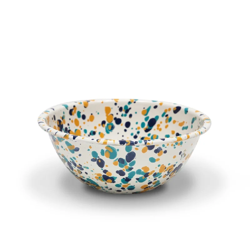 Crow Canyon - Enamelware Splatter Small Serving Bowl, Bermuda Buttercup