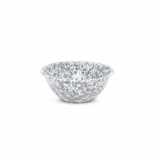 Crow Canyon - Enamelware Splatter Small Serving Bowl, Gray