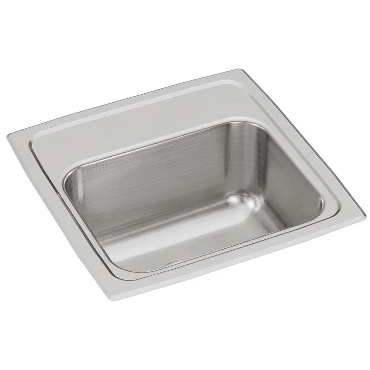 Bar Sink Lustertone Classic 15 x 15 Inch Single Bowl Kitchen Lustrous Satin Drop-In Square Drain Size 3-1/2 Inch