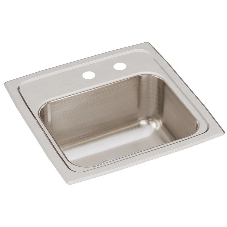 Kitchen Sink Lustertone Classic 15 x 15 Inch Single Bowl MR2 Hole Lustrous Satin Drop-In