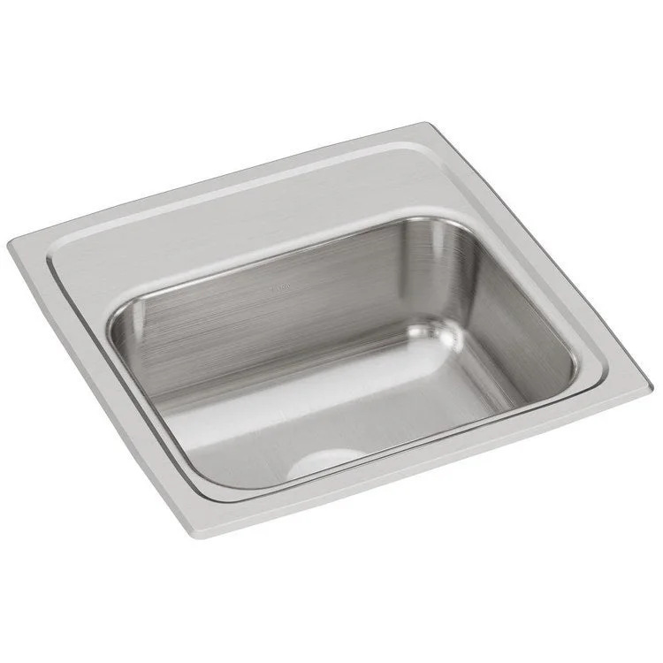 Bar Sink Lustertone Classic 15 x 15 Inch Single Bowl Kitchen ADA Lustrous Satin Drop-In Square Drain Size 2 Inch