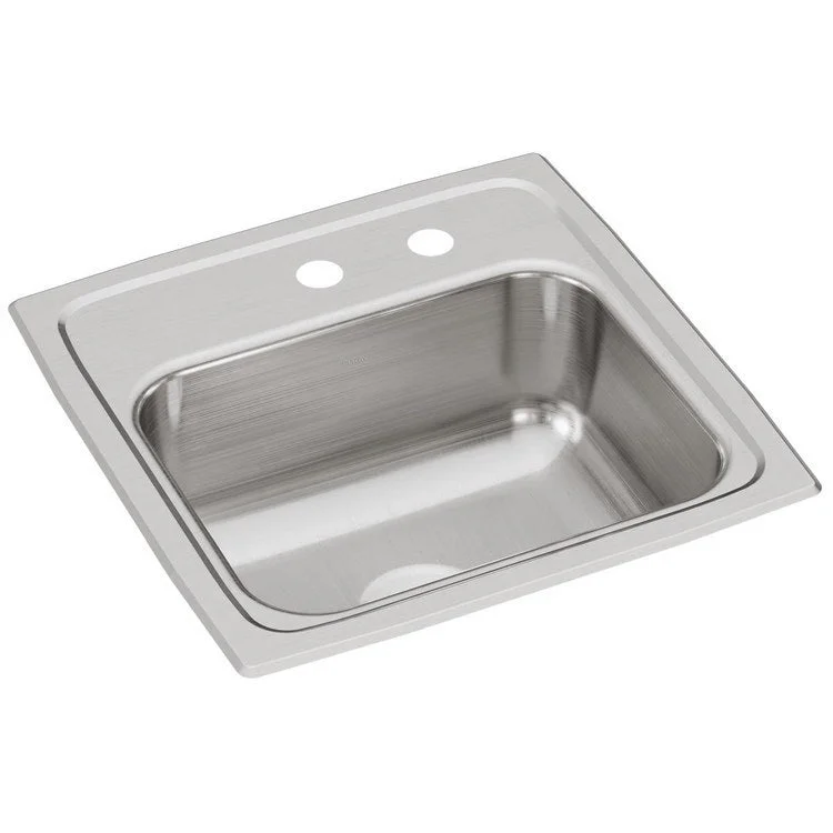 Bar Sink Lustertone Classic 15 x 15 Inch Single Bowl MR2 Hole ADA Lustrous Satin Drop-In Square Drain Size 2 Inch