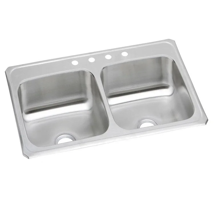 Kitchen Sink Celebrity 33 x 21.25 Inch Double Bowl Equal Brushed Satin Drop-In